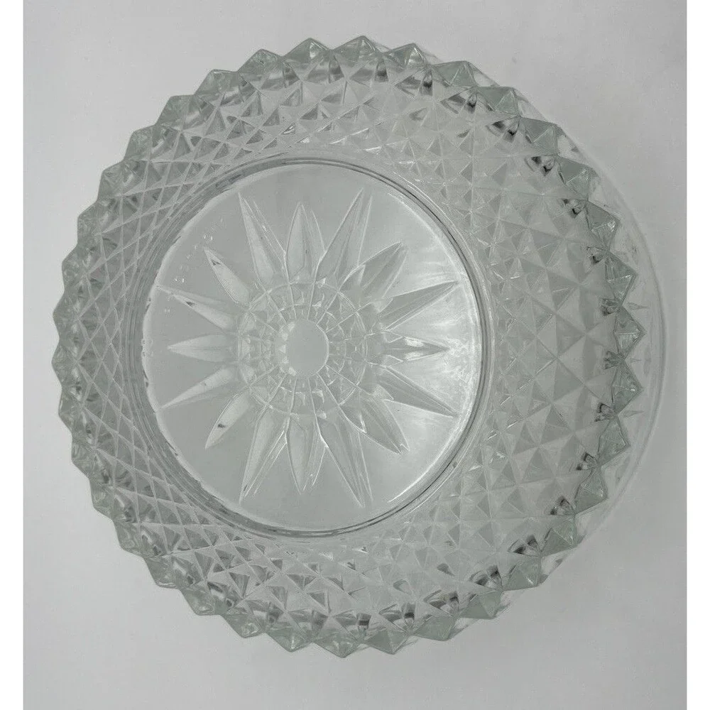 Vintage Arcoroc France Glass Starburst/Diamond Design Serving Bowl